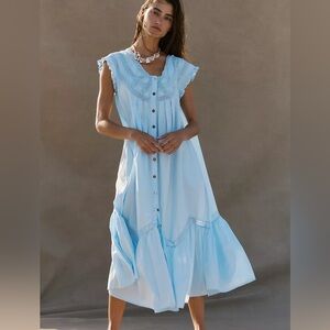 Free People Aster Midi Dress Large NAVY